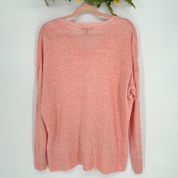 Eileen Fisher Coral V-Neck Sweater S Petite Lightweight Minimalist  soft girl - Picture 3 of 6